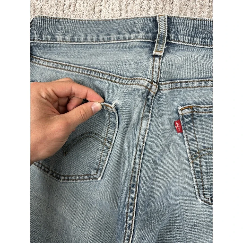 Levi's 527 Bootcut Jeans Mens 32x34 Blue Faded Distressed Thrashed Denim Grunge